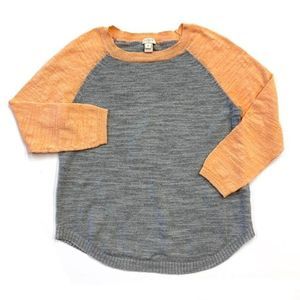 J. Crew Factory Airspun Colorblock Baseball Sweater Sz S | Gray and Orange‎